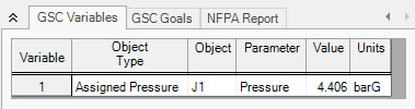 The GSC Variables tab of the Output window.